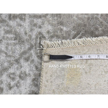 Load image into Gallery viewer, 2&#39;7&quot;x8&#39; Battleship Gray, Erased And Broken Persian Design, Wool And Pure Silk, Hand Knotted, Runner Oriental Rug FWR523218