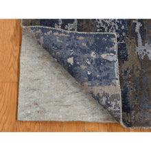 Load image into Gallery viewer, 2&#39;8&quot;x8&#39;1&quot; Prussian Blue, Hand Knotted, Abstract Design, Wool And Silk, Hi-lo Pile, Runner Oriental Rug FWR523248