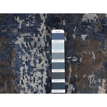 Load image into Gallery viewer, 2&#39;8&quot;x8&#39;1&quot; Prussian Blue, Hand Knotted, Abstract Design, Wool And Silk, Hi-lo Pile, Runner Oriental Rug FWR523248
