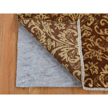 Load image into Gallery viewer, 2&#39;6&quot;x7&#39;9&quot; Cafe Noir Brown, Abarasque Design Tone On Tone, Wool And Silk, Handmade, Runner Oriental Rug FWR523260