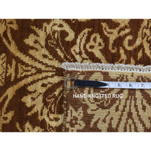 Load image into Gallery viewer, 2&#39;6&quot;x7&#39;9&quot; Cafe Noir Brown, Abarasque Design Tone On Tone, Wool And Silk, Handmade, Runner Oriental Rug FWR523260