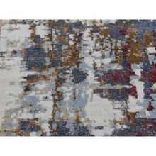 Load image into Gallery viewer, 2&#39;7&quot;x8&#39;1&quot; Oklahoma Crimson Red, Wool and Silk, Hi-Low Pile, Abstract Design, Hand Knotted, Runner Oriental Rug FWR523266
