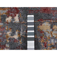 Load image into Gallery viewer, 2&#39;7&quot;x8&#39;1&quot; Oklahoma Crimson Red, Wool and Silk, Hi-Low Pile, Abstract Design, Hand Knotted, Runner Oriental Rug FWR523266
