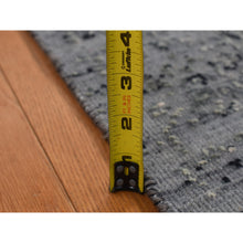 Load image into Gallery viewer, 2&#39;9&quot;x7&#39;10&quot; Battleship Gray, Broken Persian Erased Medallion Design, Pure Silk With Textured Wool, Hand Knotted, Runner Oriental Rug FWR523272