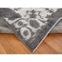Load image into Gallery viewer, 8&#39;x11&#39; Asphalt Black, Vintage Overdyed Persian Tabriz Barjasta, Distressed, Sheared Low, Worn Down, Pure Wool, Hand Knotted, Oriental Rug FWR523296