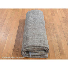 Load image into Gallery viewer, 8&#39;x11&#39; Asphalt Black, Vintage Overdyed Persian Tabriz Barjasta, Distressed, Sheared Low, Worn Down, Pure Wool, Hand Knotted, Oriental Rug FWR523296