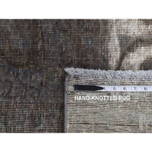 Load image into Gallery viewer, 8&#39;x11&#39; Asphalt Black, Vintage Overdyed Persian Tabriz Barjasta, Distressed, Sheared Low, Worn Down, Pure Wool, Hand Knotted, Oriental Rug FWR523296