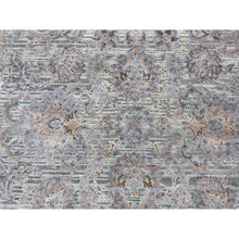 Load image into Gallery viewer, 4&#39;1&quot;x6&#39;2&quot; Laurel Green, Pure Silk With Textured Wool, Mughal Design, Hand Knotted, Oriental Rug FWR523302