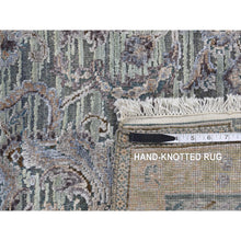 Load image into Gallery viewer, 4&#39;1&quot;x6&#39;2&quot; Laurel Green, Pure Silk With Textured Wool, Mughal Design, Hand Knotted, Oriental Rug FWR523302