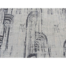 Load image into Gallery viewer, 4&#39;x6&#39;3&quot; Ash Gray, The Cane Design, Pure Silk With Textured Wool, Hand Knotted, Oriental Rug FWR523308