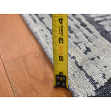 Load image into Gallery viewer, 4&#39;x6&#39;3&quot; Ash Gray, The Cane Design, Pure Silk With Textured Wool, Hand Knotted, Oriental Rug FWR523308