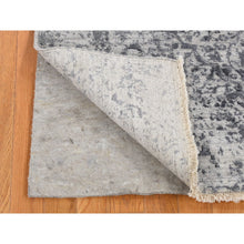 Load image into Gallery viewer, 4&#39;1&quot;x6&#39; Carbon Gray, Erased Persian Design, Wool And Pure Silk, Hand Knotted, Oriental Rug FWR523332