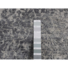 Load image into Gallery viewer, 4&#39;1&quot;x6&#39; Carbon Gray, Erased Persian Design, Wool And Pure Silk, Hand Knotted, Oriental Rug FWR523332