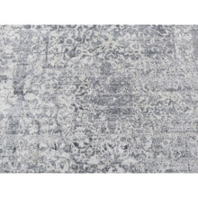 Load image into Gallery viewer, 4&#39;1&quot;x6&#39; Carbon Gray, Erased Persian Design, Wool And Pure Silk, Hand Knotted, Oriental Rug FWR523332