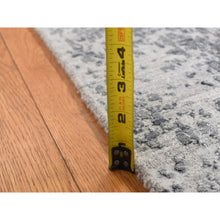 Load image into Gallery viewer, 4&#39;1&quot;x6&#39; Carbon Gray, Erased Persian Design, Wool And Pure Silk, Hand Knotted, Oriental Rug FWR523332