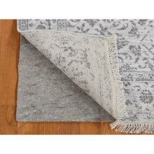 Load image into Gallery viewer, 4&#39;1&quot;x6&#39;2&quot; Ivory, Broken and Erased Tabriz Fish Mahi Design, Wool and Silk, Hand Knotted, Tone on Tone, Oriental Rug FWR523338