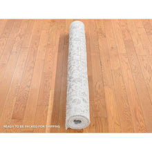 Load image into Gallery viewer, 4&#39;1&quot;x6&#39;2&quot; Ivory, Broken and Erased Tabriz Fish Mahi Design, Wool and Silk, Hand Knotted, Tone on Tone, Oriental Rug FWR523338
