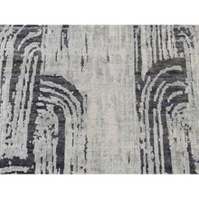 Load image into Gallery viewer, 2&#39;7&quot;x8&#39; Cloud Gray, The Cane Design, Pure Silk With Textured Wool, Hand Knotted, Runner Oriental Rug FWR523362