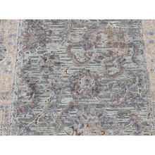 Load image into Gallery viewer, 2&#39;5&quot;x8&#39;1&quot; Laurel Green, Pure Silk With Textured Wool, Mughal Design, Hand Knotted, Runner Oriental Rug FWR523392