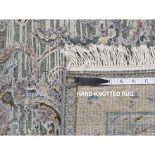 Load image into Gallery viewer, 2&#39;5&quot;x8&#39;1&quot; Laurel Green, Pure Silk With Textured Wool, Mughal Design, Hand Knotted, Runner Oriental Rug FWR523392