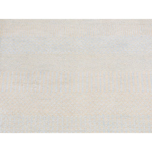 2'7"x8'4" Cream Color, Grass Design Gabbeh, Wool And Silk, Hand Knotted, Runner Oriental Rug FWR523398