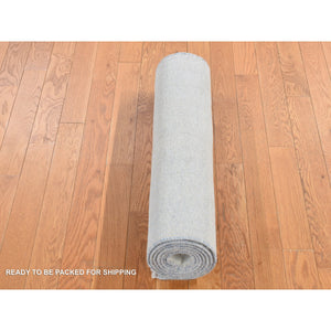 2'7"x8'4" Cream Color, Grass Design Gabbeh, Wool And Silk, Hand Knotted, Runner Oriental Rug FWR523398