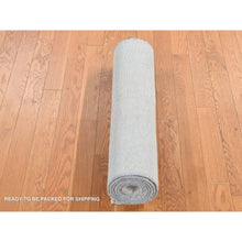 Load image into Gallery viewer, 2&#39;7&quot;x8&#39;4&quot; Cream Color, Grass Design Gabbeh, Wool And Silk, Hand Knotted, Runner Oriental Rug FWR523398