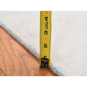 2'7"x8'4" Cream Color, Grass Design Gabbeh, Wool And Silk, Hand Knotted, Runner Oriental Rug FWR523398