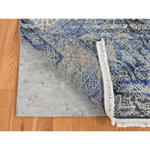Load image into Gallery viewer, 2&#39;7&quot;x8&#39;3&quot; Steel Blue, Broken And Erased Art And Crafts, Silk With Textured Wool, Hand Knotted, Runner Oriental Rug FWR523428