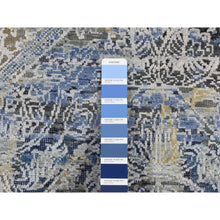 Load image into Gallery viewer, 2&#39;7&quot;x8&#39;3&quot; Steel Blue, Broken And Erased Art And Crafts, Silk With Textured Wool, Hand Knotted, Runner Oriental Rug FWR523428