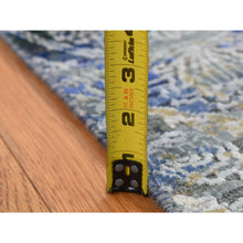 Load image into Gallery viewer, 2&#39;7&quot;x8&#39;3&quot; Steel Blue, Broken And Erased Art And Crafts, Silk With Textured Wool, Hand Knotted, Runner Oriental Rug FWR523428