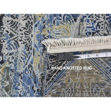 Load image into Gallery viewer, 2&#39;7&quot;x8&#39;3&quot; Steel Blue, Broken And Erased Art And Crafts, Silk With Textured Wool, Hand Knotted, Runner Oriental Rug FWR523428