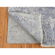 Load image into Gallery viewer, 2&#39;5&quot;x10&#39; Battleship Gray, Broken And Erased Persian Design, Pure Silk, Hand Knotted, Runner Oriental Rug FWR523440