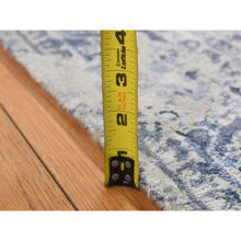 Load image into Gallery viewer, 2&#39;5&quot;x10&#39; Battleship Gray, Broken And Erased Persian Design, Pure Silk, Hand Knotted, Runner Oriental Rug FWR523440