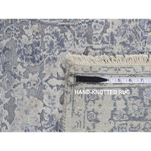 Load image into Gallery viewer, 2&#39;5&quot;x10&#39; Battleship Gray, Broken And Erased Persian Design, Pure Silk, Hand Knotted, Runner Oriental Rug FWR523440