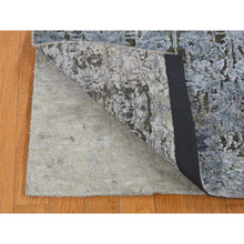 Load image into Gallery viewer, 2&#39;6&quot;x10&#39; Cadet Gray, Silk With Textured Wool, Hand Knotted, Erased And Broken Design, Runner Oriental Rug FWR523452
