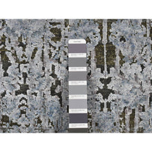 Load image into Gallery viewer, 2&#39;6&quot;x10&#39; Cadet Gray, Silk With Textured Wool, Hand Knotted, Erased And Broken Design, Runner Oriental Rug FWR523452