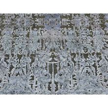 Load image into Gallery viewer, 2&#39;6&quot;x10&#39; Cadet Gray, Silk With Textured Wool, Hand Knotted, Erased And Broken Design, Runner Oriental Rug FWR523452