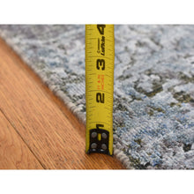 Load image into Gallery viewer, 2&#39;6&quot;x10&#39; Cadet Gray, Silk With Textured Wool, Hand Knotted, Erased And Broken Design, Runner Oriental Rug FWR523452
