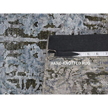 Load image into Gallery viewer, 2&#39;6&quot;x10&#39; Cadet Gray, Silk With Textured Wool, Hand Knotted, Erased And Broken Design, Runner Oriental Rug FWR523452