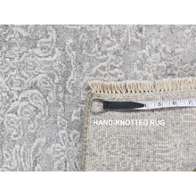 Load image into Gallery viewer, 2&#39;5&quot;x7&#39;9&quot; Goose Gray, Hand Knotted, Damask Tone On Tone Design, Wool And Silk, Runner Oriental Rug FWR523464