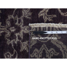 Load image into Gallery viewer, 2&#39;5&quot;x9&#39;8&quot; Taupe Brown, Damask Tone On Tone, Wool And Silk, Hand Knotted, Runner Oriental Rug FWR523506