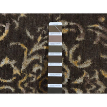 Load image into Gallery viewer, 2&#39;x9&#39;10&quot; Taupe Brown, Hand Knotted, Damask Tone On Tone, Wool And Silk, Runner Oriental Rug FWR523512