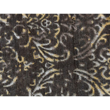 Load image into Gallery viewer, 2&#39;x9&#39;10&quot; Taupe Brown, Hand Knotted, Damask Tone On Tone, Wool And Silk, Runner Oriental Rug FWR523512