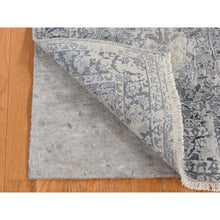 Load image into Gallery viewer, 2&#39;6&quot;x9&#39;10&quot; Goose Gray, Broken And Erased Kashan Design, Textured Wool With Pure Silk, Hand Knotted, Runner Oriental Rug FWR523524