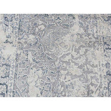 Load image into Gallery viewer, 2&#39;6&quot;x9&#39;10&quot; Goose Gray, Broken And Erased Kashan Design, Textured Wool With Pure Silk, Hand Knotted, Runner Oriental Rug FWR523524