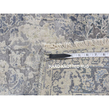 Load image into Gallery viewer, 2&#39;6&quot;x9&#39;10&quot; Goose Gray, Broken And Erased Kashan Design, Textured Wool With Pure Silk, Hand Knotted, Runner Oriental Rug FWR523524