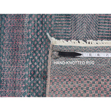 Load image into Gallery viewer, 2&#39;7&quot;x8&#39;10&quot; Midnight Green, Wool And Silk, Grass Design, Hand Knotted, Runner Oriental Rug FWR523542