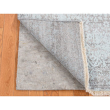 Load image into Gallery viewer, 2&#39;7&quot;x9&#39;9&quot; Chetwode Green, Broken And Erased Persian Design, Hand Knotted, Wool And Silk, Runner Oriental Rug FWR523548