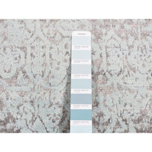 Load image into Gallery viewer, 2&#39;7&quot;x9&#39;9&quot; Chetwode Green, Broken And Erased Persian Design, Hand Knotted, Wool And Silk, Runner Oriental Rug FWR523548